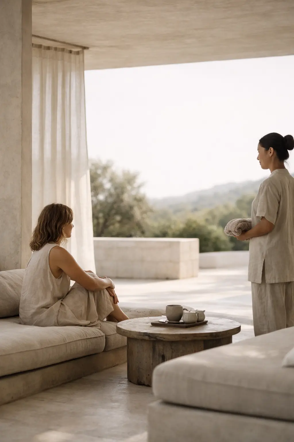 Luxury hotel interior with soft natural light