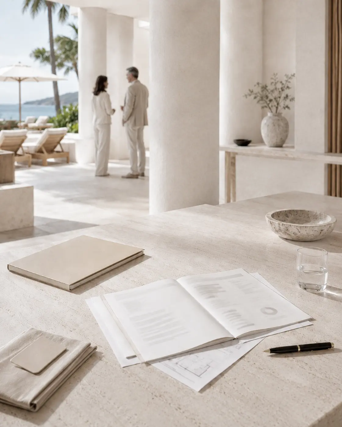 Operational review documents and hospitality planning materials prepared in a luxury resort setting, reflecting Bespoke Audits' structured approach to observation, analysis, and practical decision support for hospitality leadership.