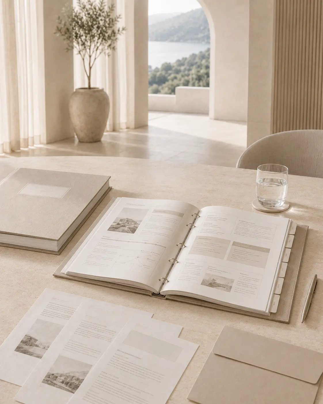 Operational review materials and hospitality assessment documents prepared in a luxury setting, representing the structured insight, prioritisation, and practical recommendations that help hospitality leaders strengthen performance and protect brand integrity.