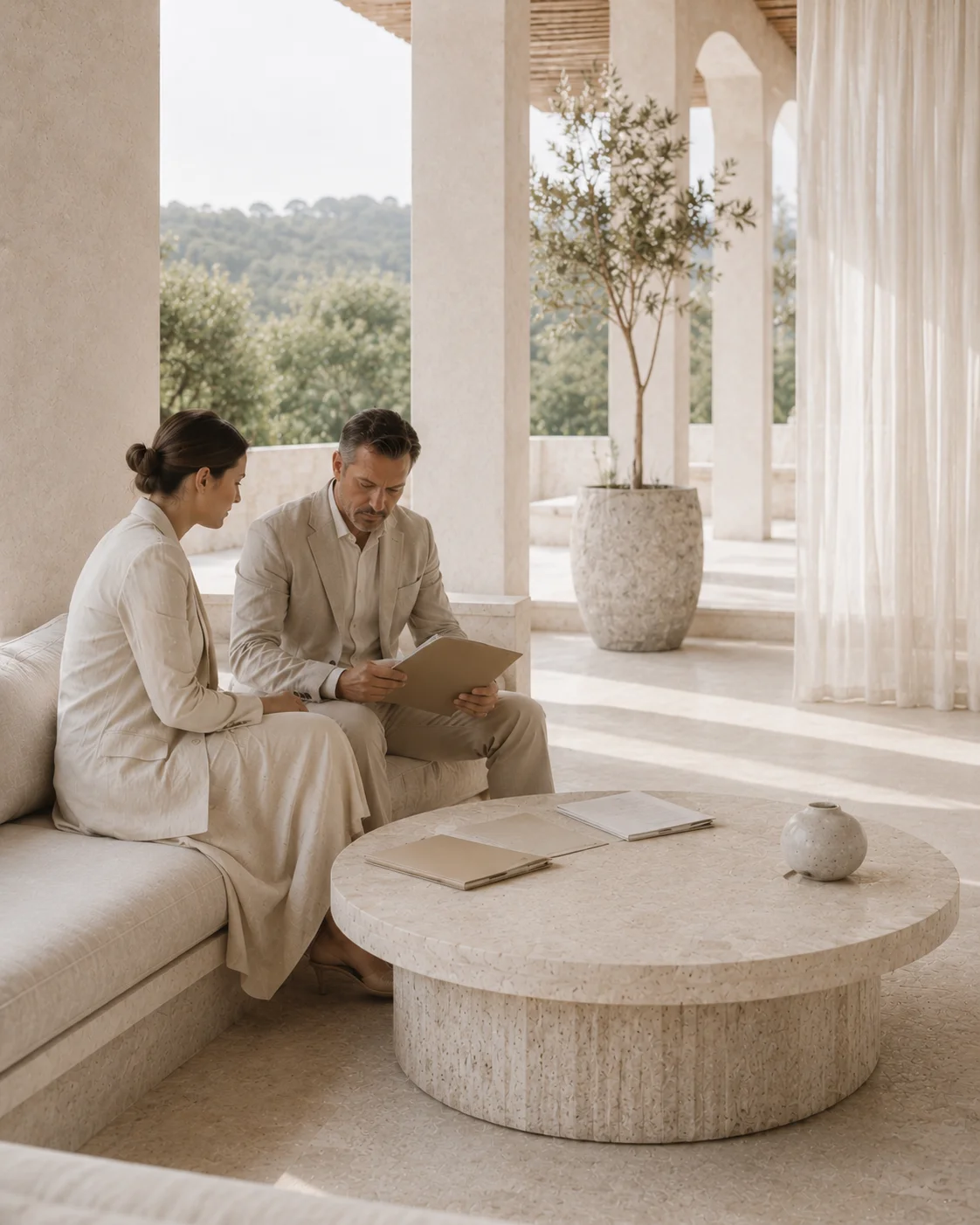 Hospitality leaders reviewing operational priorities and advisory recommendations in a luxury hospitality setting, reflecting Bespoke Audits' collaborative approach to strengthening guest experience, operational performance, and brand integrity.